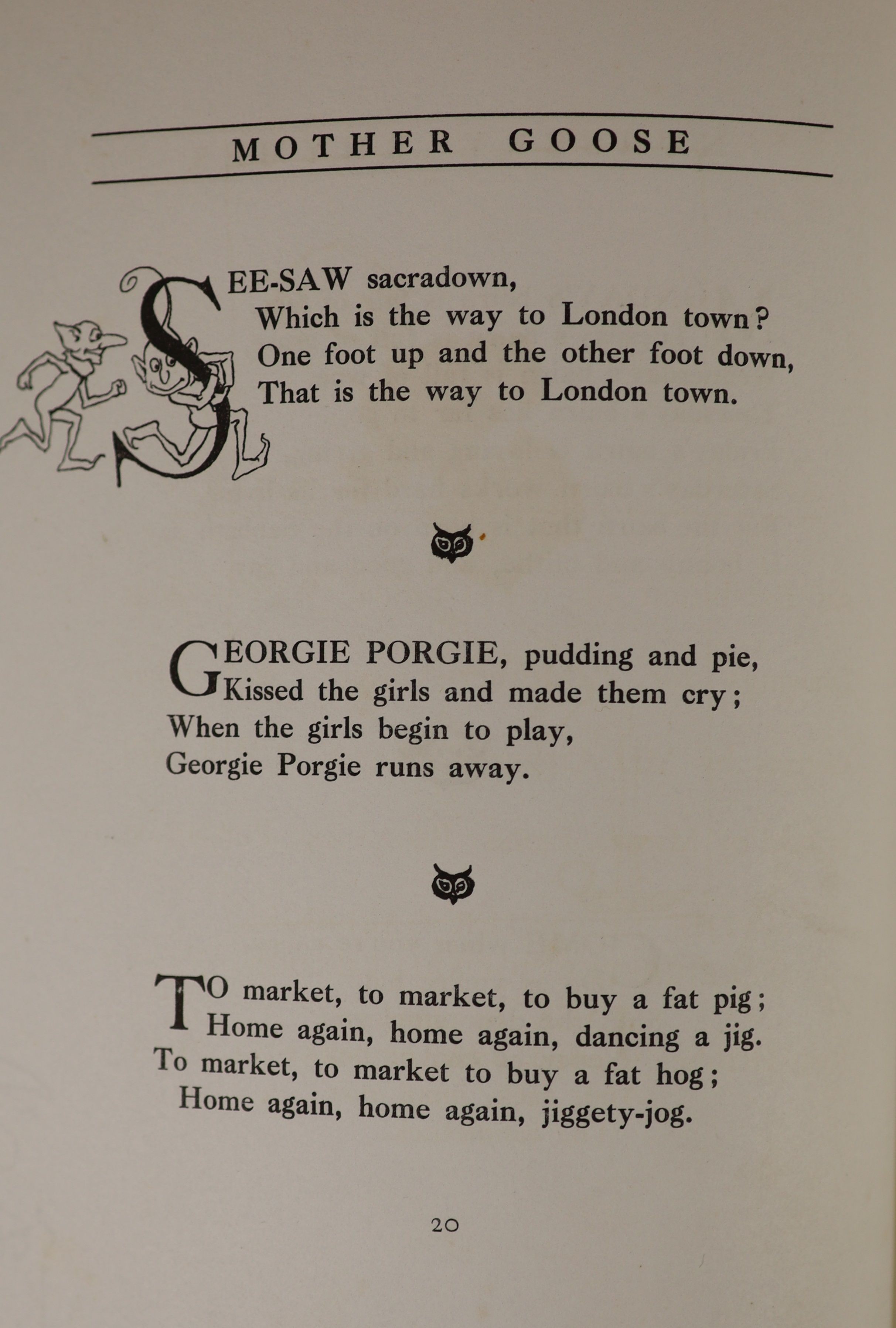 Rackham, Arthur - Mother Goose: The Old Nursery Rhymes, one of 1,130 signed by the author/illustrator, 4to, original gilt decorated cloth, with 13 tipped-in colour plates, William Heinemann, London, 1913